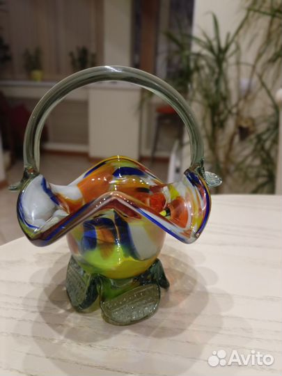 Ваза конфетница цветное стекло СССР