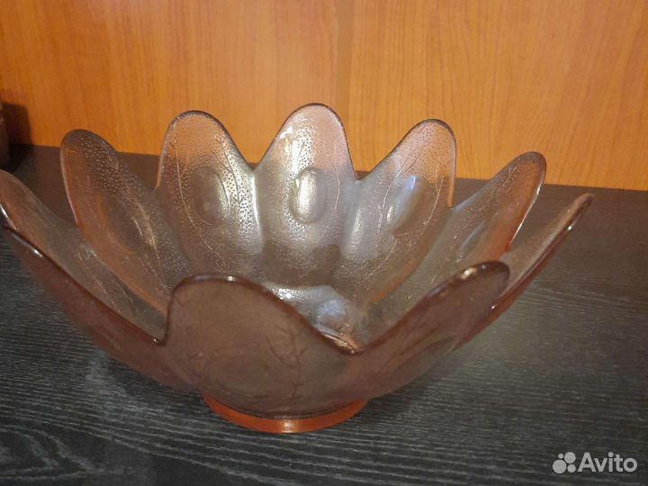 Ваза для фруктов цветное стекло СССР