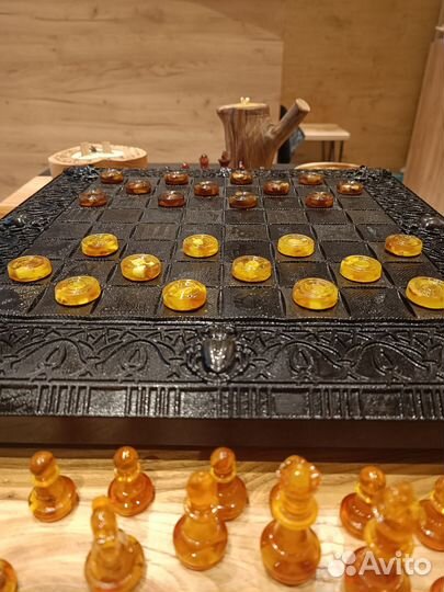 Янтарные шашки фишки нарды