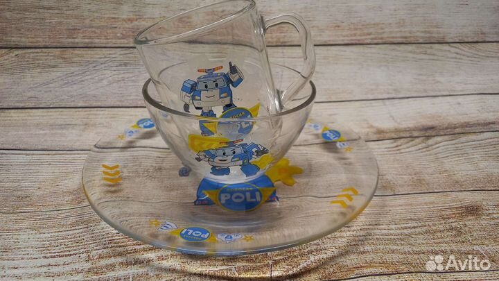 Детский набор посуды с Полли Робокар