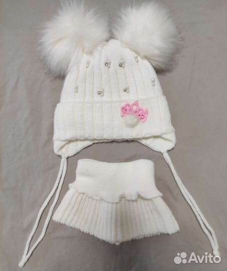 Комплект шапка и шарф для девочки 47-50