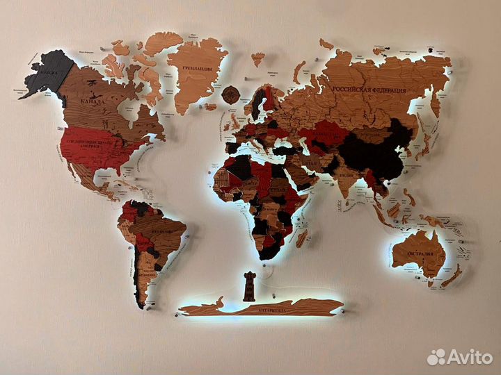 Деревянная карта мира из дерева, Челябинск