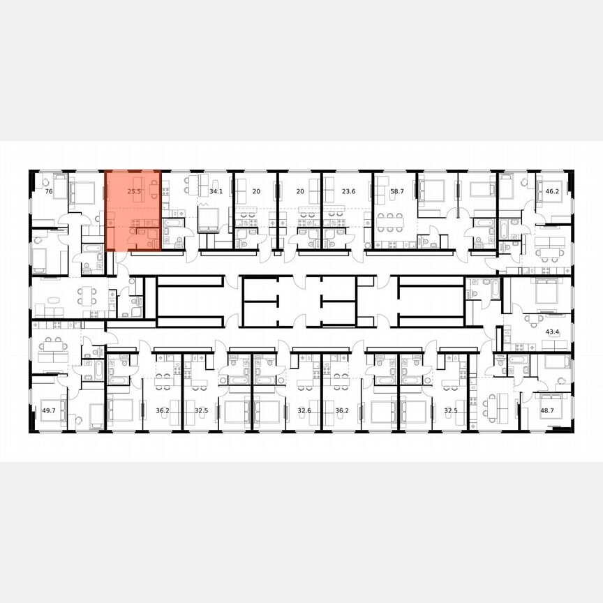 Квартира-студия, 25,5 м², 24/25 эт.