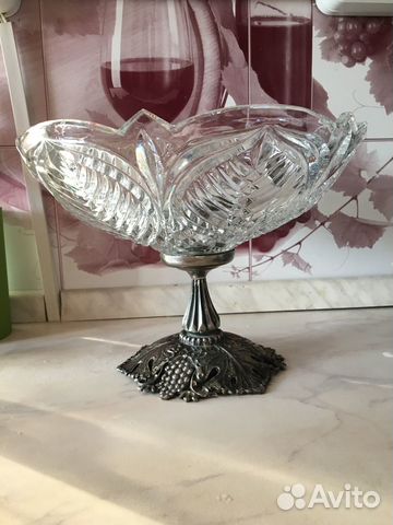 Хрустальная старинная фруктовница