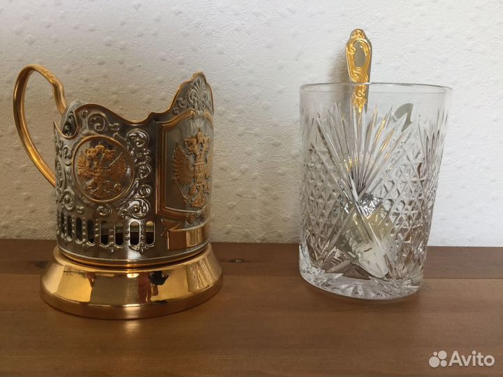 Хрустальный стакан в шикарном подстаканнике