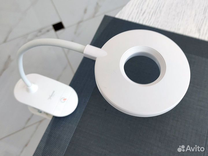 Настольная лампа белая USB LED светильник 3 режима