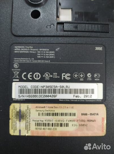 Ноутбук Samsung NP305E5A по запчастям