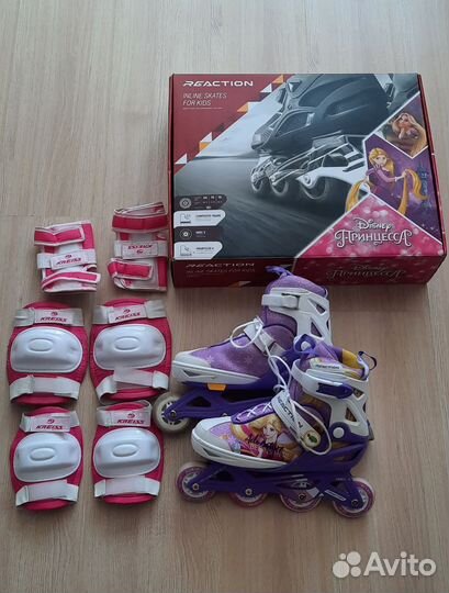 Роликовые коньки р. 36-41 + защита