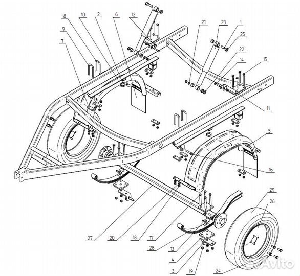 Ось прицепа мзса 81771C.101 (1А.101, 1А.103, 1В.1