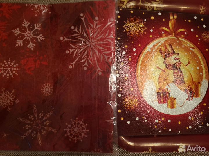 Набор подарочный зима: поднос скатерть доска