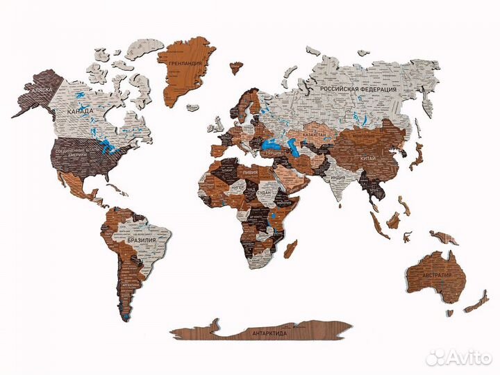 Деревянная карта мира из дерева, Щёлково