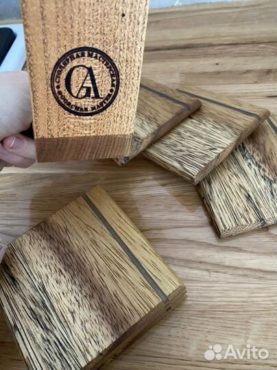 Комплект подстаканников из дерева, подарок маме