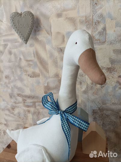 Гусь игрушка из льна или плюша декор детской