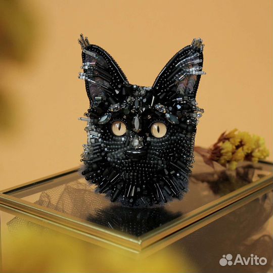 Брошь портрет кошки мейн-кун на заказ