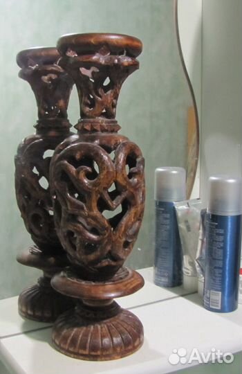 Ваза деревянная, резная