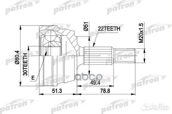 Шрус наружн к-кт 22x50x30 VW: golf I 74-84, GOL