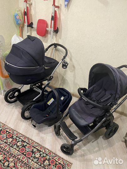 Коляска peg perego 3 в 1 + шасси для люльке