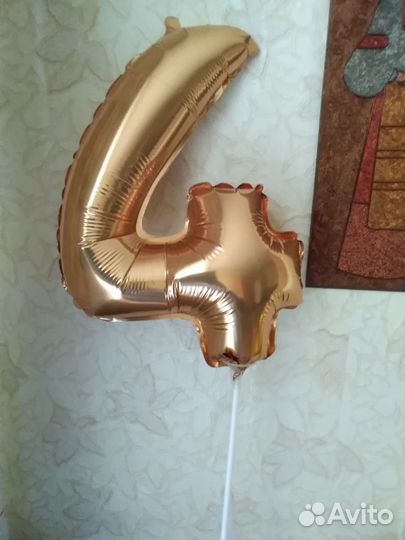 Цифры фольгированные на палочке 4, 6, 3,9, 8