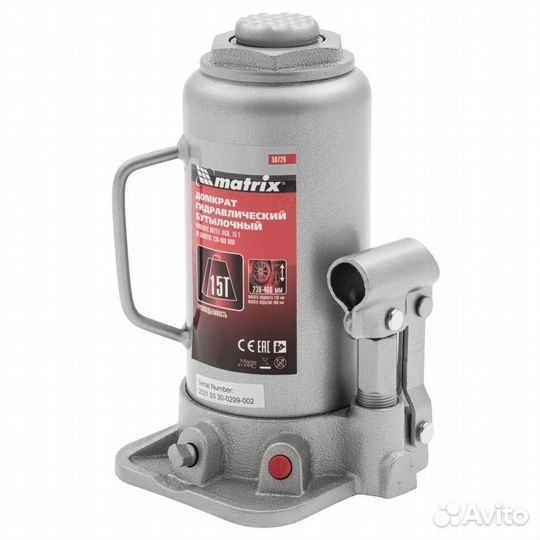 Домкрат Matrix бутылочный, 15 т, 230-460 мм