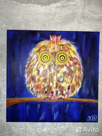 Картина, акрил. Сова. Совушка. Мудрая Совунья