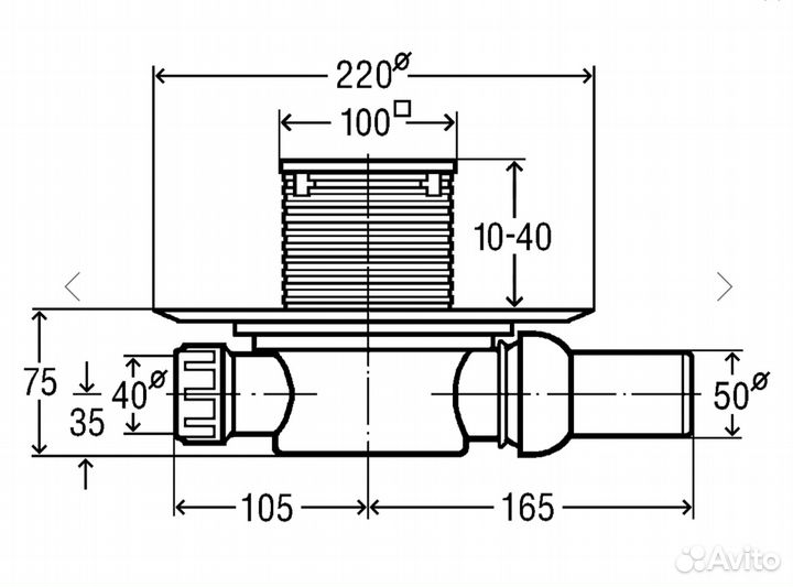 Душевой трап Viega 583217 с сухим затвором боковой