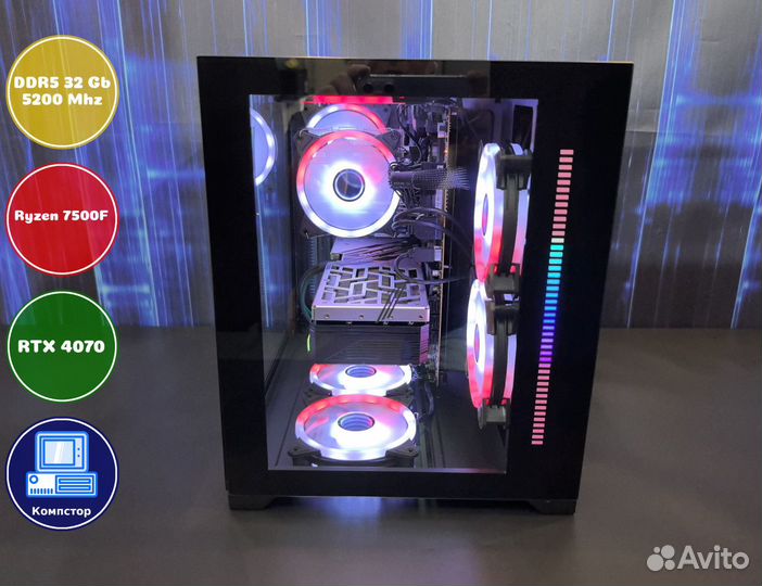 Мощный пк 2024 AMD7500F-RTX4070-32DDR5-DIU1825-A620
