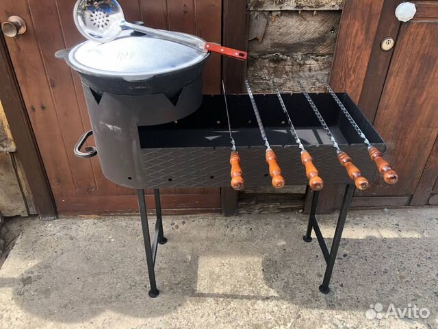 Мангал + казан 12 литров + шампура