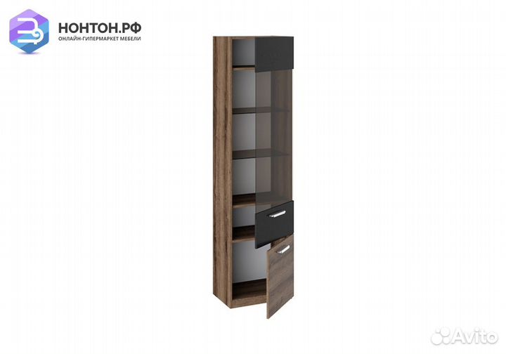 Витрина Инфинити черный / дуб монастырский