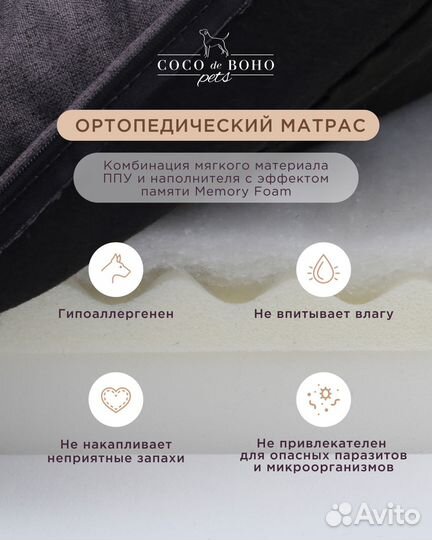 Лежанка с Memory Foam для собак Relax S