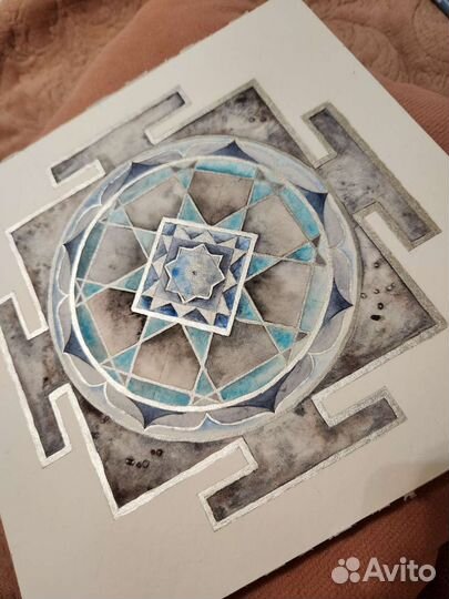 Янтра Сатурна. Акварель 25х25