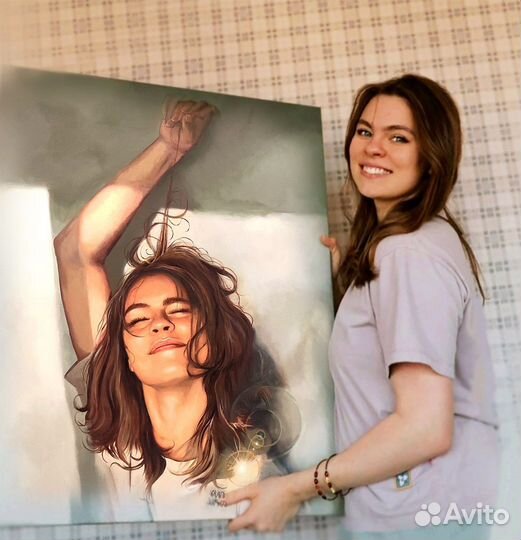 Портреты по фото красками на холсте