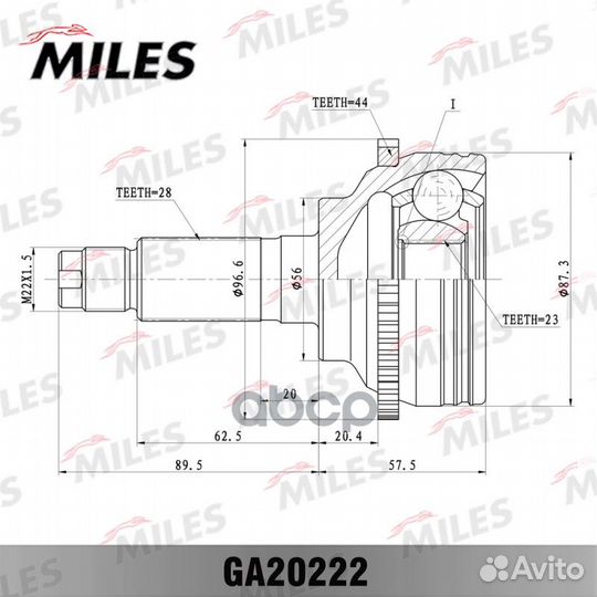 ШРУС mazda 6 1.8-2.0 02- нар.(ABS) ga20222 Miles