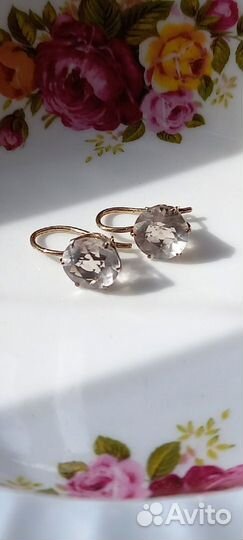 Серебряные серьги СССР 875 пр. Хрусталь