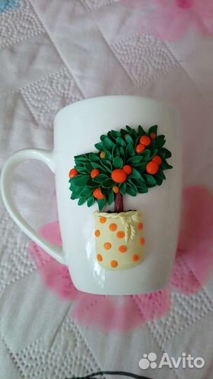 Подарок Кружка с мишкой Тедди, полимерная глина