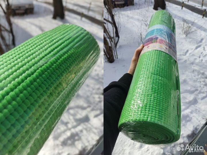 Коврик зеленый для занятий спортом 173*61см