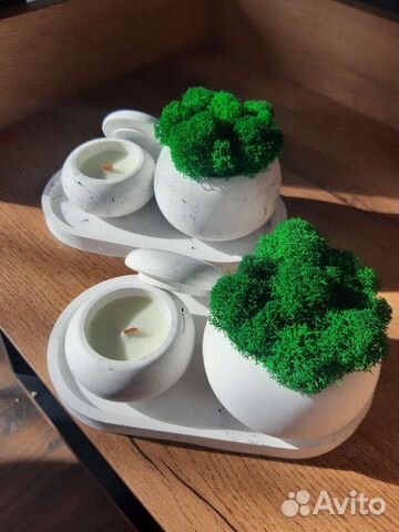Гипсовые кашпо и свечи ручной работы