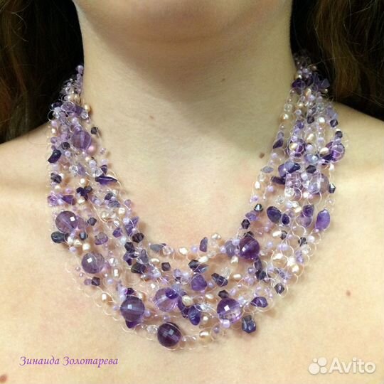 Колье и серьги с цитринами и тигровым глазом