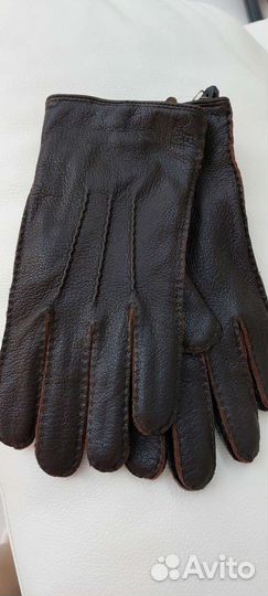 Перчатки мужские корич-е из оленьей кожи на шерсти