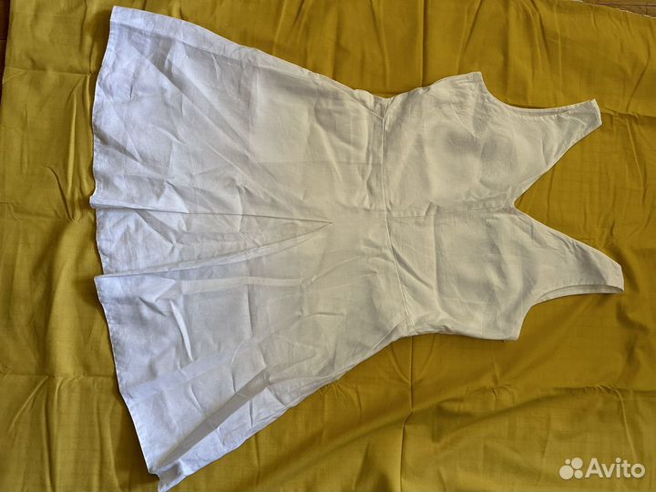 Платье летнее GAP белое, лён. Размер L-XL