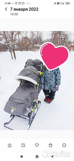 Санки коляска Ника 7 8 с колёсами