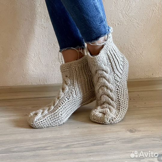 Носки-сапожки вязаные, размер 36-38