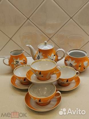 Чайный сервиз СССР Тигровая лилия Дулево 1977 фарф