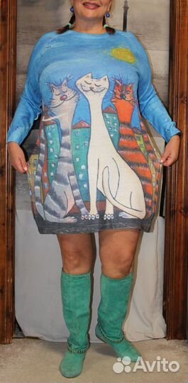 Эксклюзив.Яркая,стильн.туника-платье 50-58