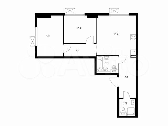 2-к. квартира, 59,6 м², 8/17 эт.