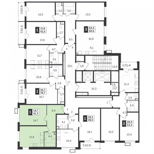 1-к. квартира, 41 м², 17/22 эт.