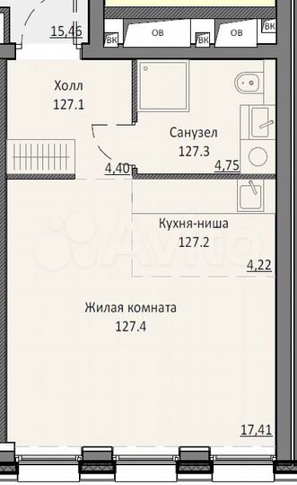 Апартаменты-студия, 30,6 м², 1/16 эт.