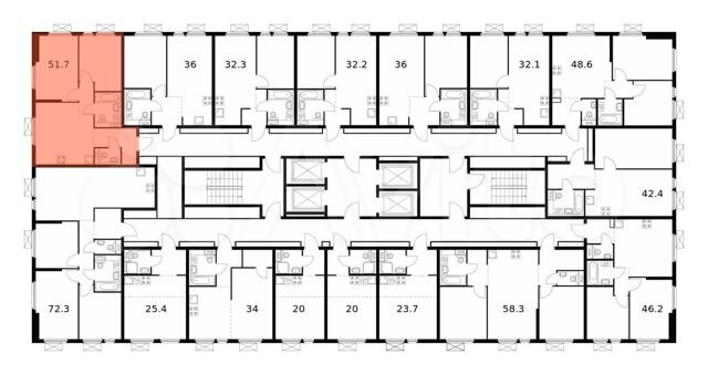 2-к. квартира, 51,7 м², 32/32 эт.