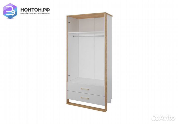 Шкаф двухдверный Сити бело-серый / дуб небраска