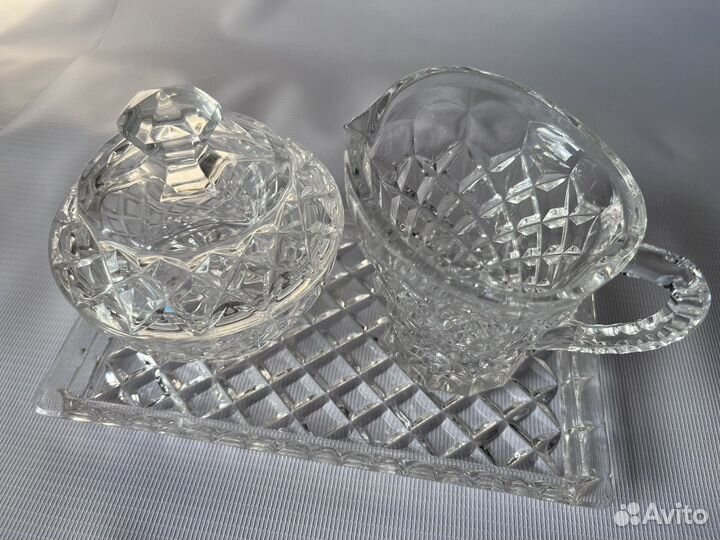 Хрусталь сахарница и молочник Crystal Bohemia