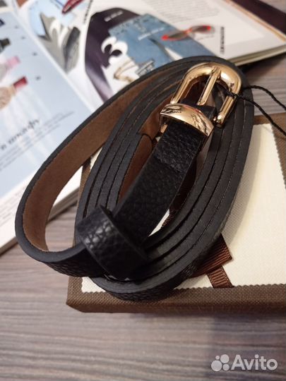 Пояс узкий чёрный женский новый